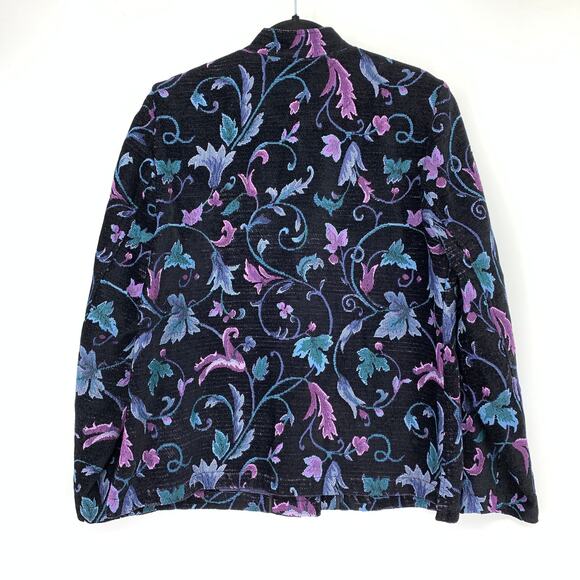 Vintage 90s Appleseeds Tapestry Blazer Jacket Womens Size Medium Floral Print - Picture 2 of 6